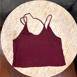 Maroon cropped spaghetti strap tank